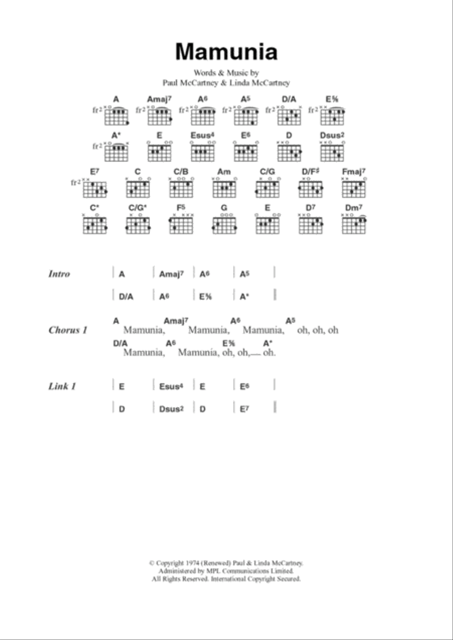 Mamunia Acoustic Guitar scores gallery preview page 1