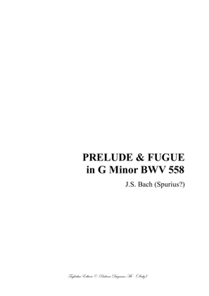 Book cover for PRELUDE & FUGUE in G Minor - BWV 558 - For Organ 3 staff