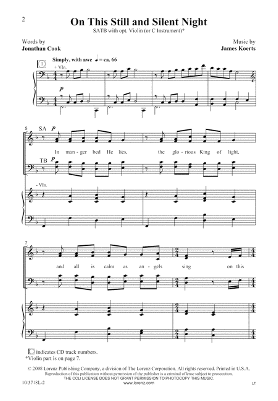 On This Still and Silent Night 4-Part scores gallery preview page 3