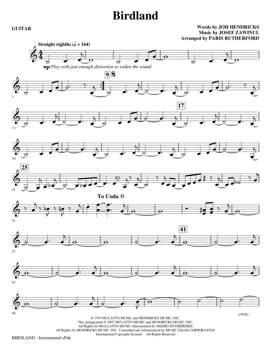 Birdland - Guitar Choir scores gallery preview page 1