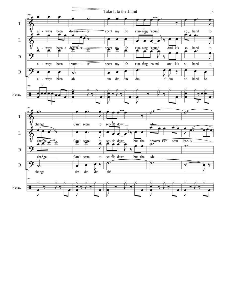 Take It To The Limit Choir scores gallery preview page 4