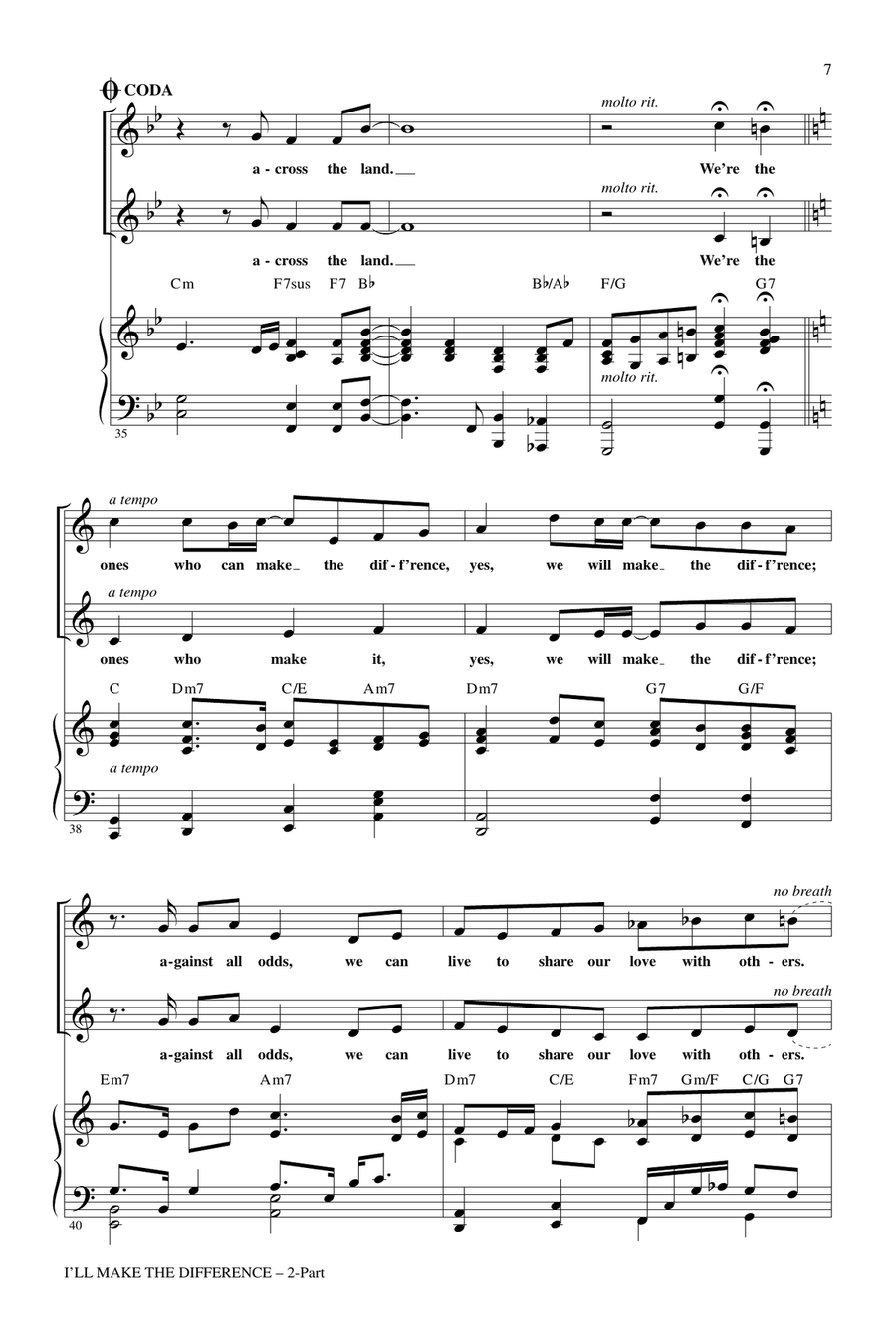 I'll Make The Difference (A Song Of Hope For Singers Around The World) 2-Part scores gallery preview page 6