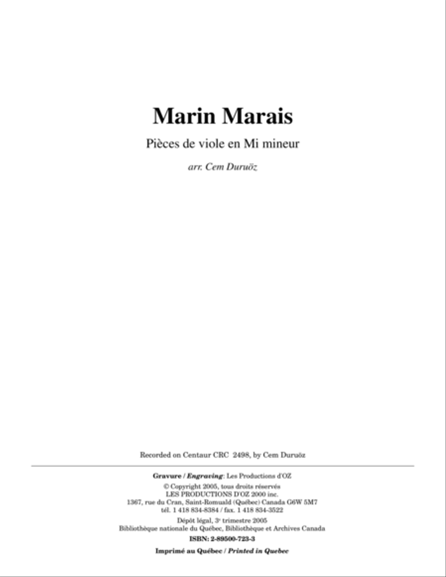 Pièces de viole en Mi mineur