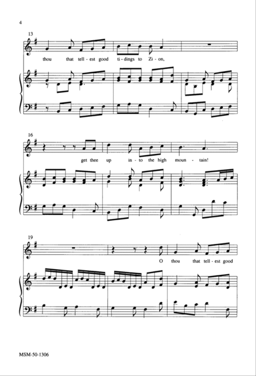 O Thou that Tellest Good Tidings Unison Choir scores gallery preview page 4