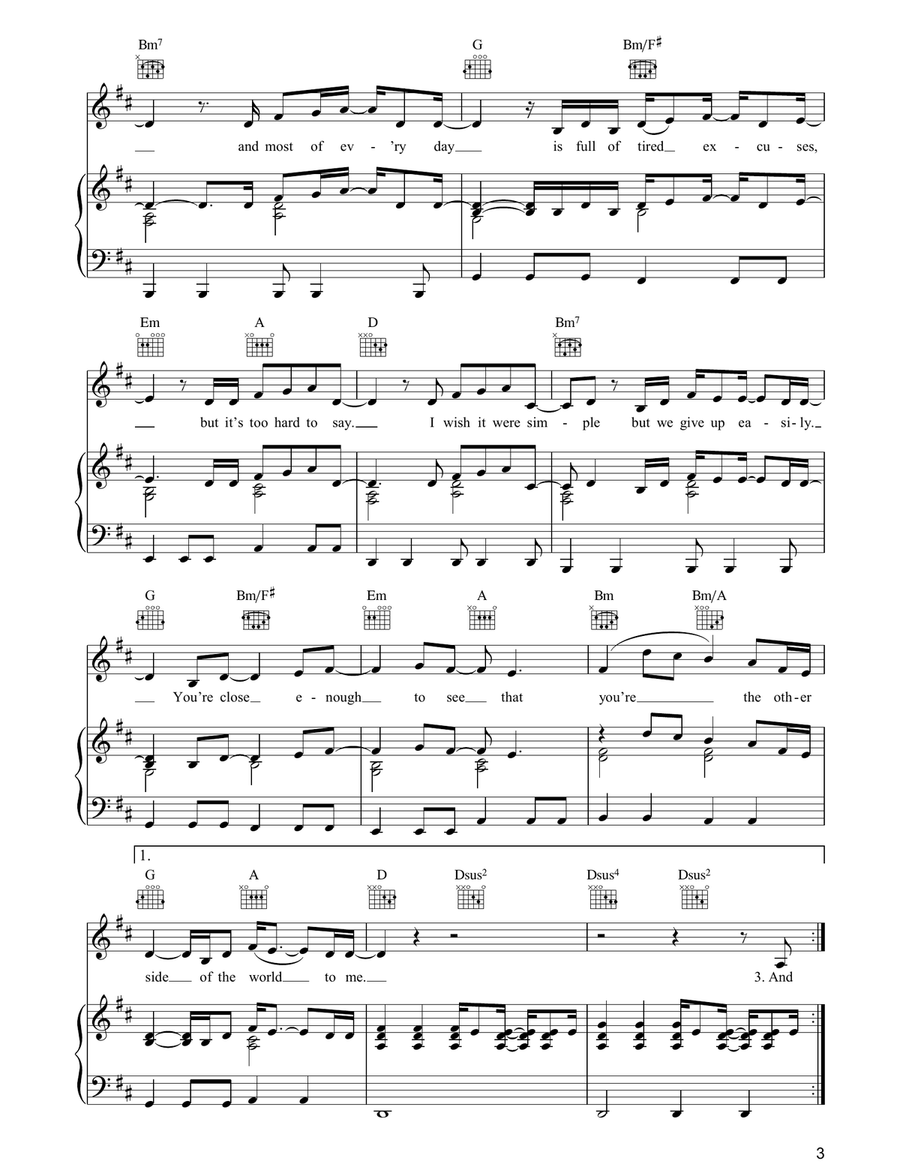 Other Side Of The World Piano, Vocal, Guitar scores gallery preview page 3