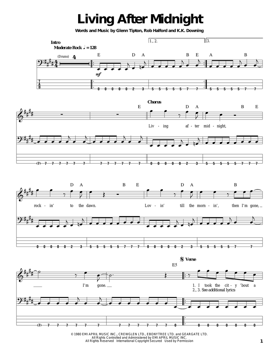 Living After Midnight Acoustic Guitar scores gallery preview page 1