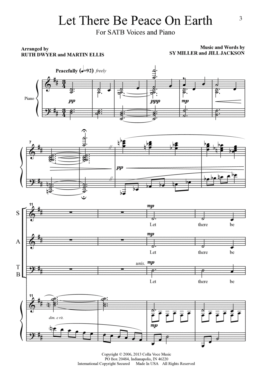 Let There Be Peace On Earth 4-Part scores gallery preview page 1