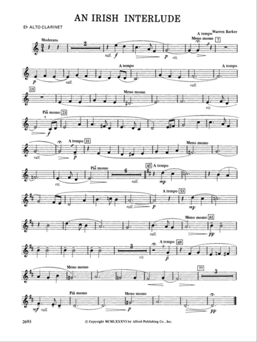 An Irish Interlude: E-flat Alto Clarinet Concert Band scores gallery preview page 1