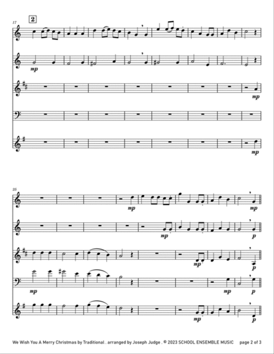 We Wish You A Merry Christmas for Woodwind Quartet in Schools Woodwind Quartet scores gallery preview page 2
