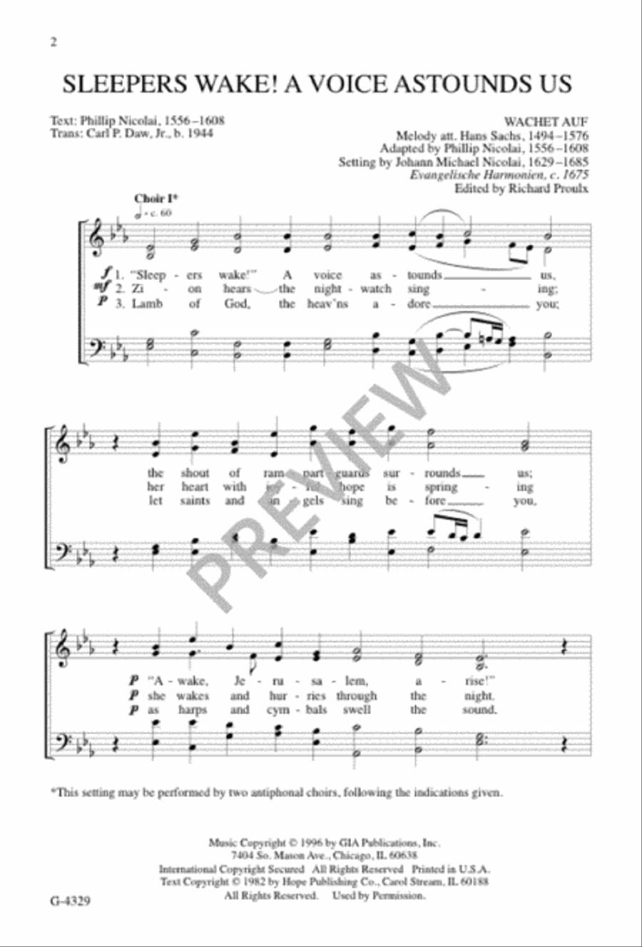 Sleepers Wake! A Voice Astounds Us 4-Part scores gallery preview page 2