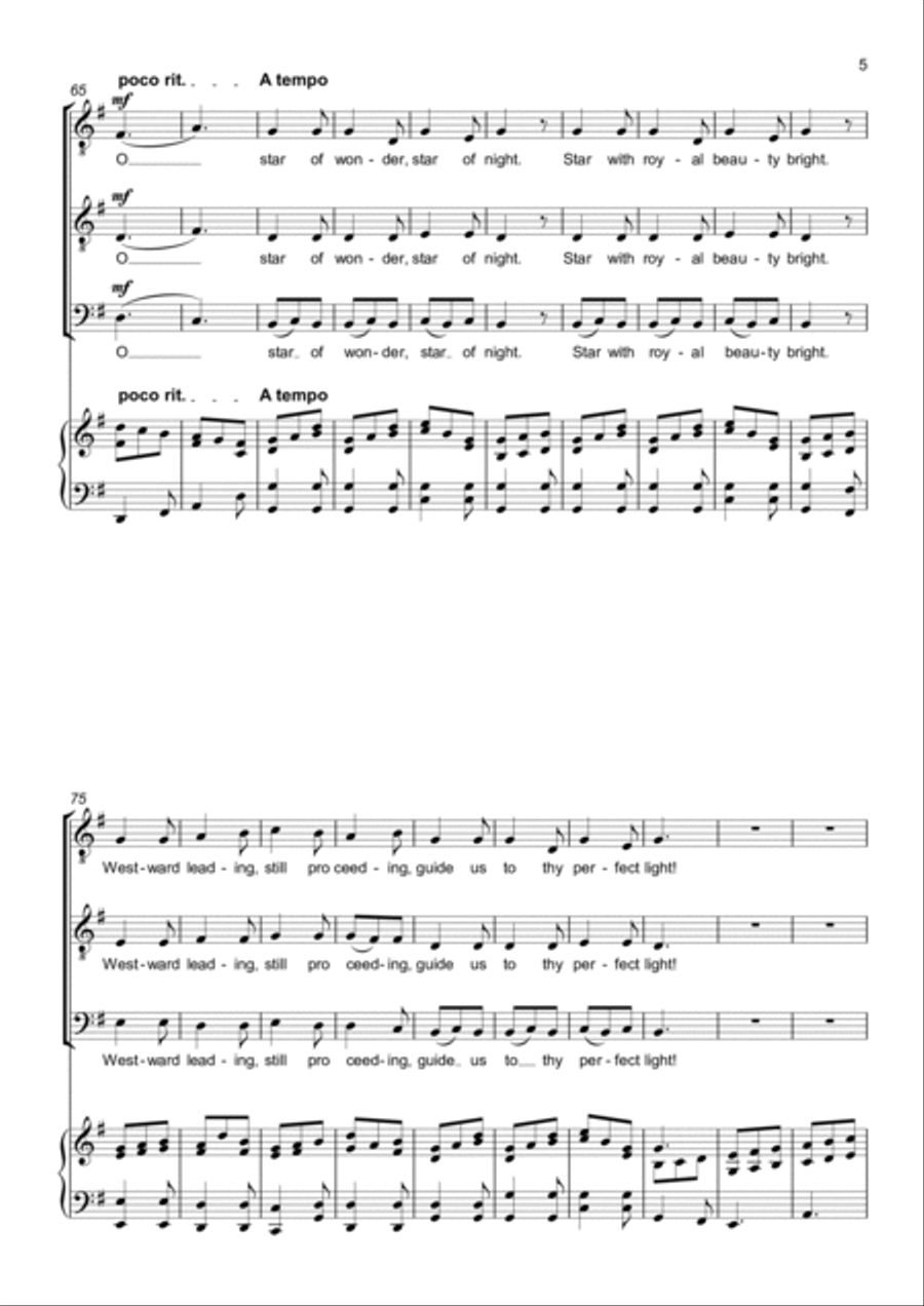 We Three Kings of Orient are - Three part choir (TTB) - Lower Voices TTB scores gallery preview page 5