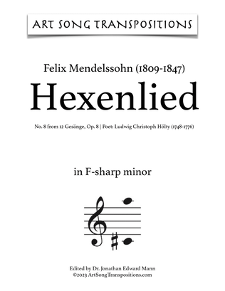 MENDELSSOHN: Hexenlied, Op. 8 no. 8 (transposed to F-sharp minor)