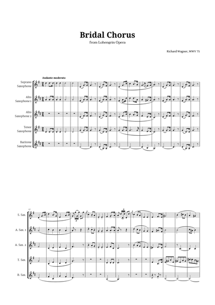 Bridal Chorus by Wagner for Sax Quintet image number null