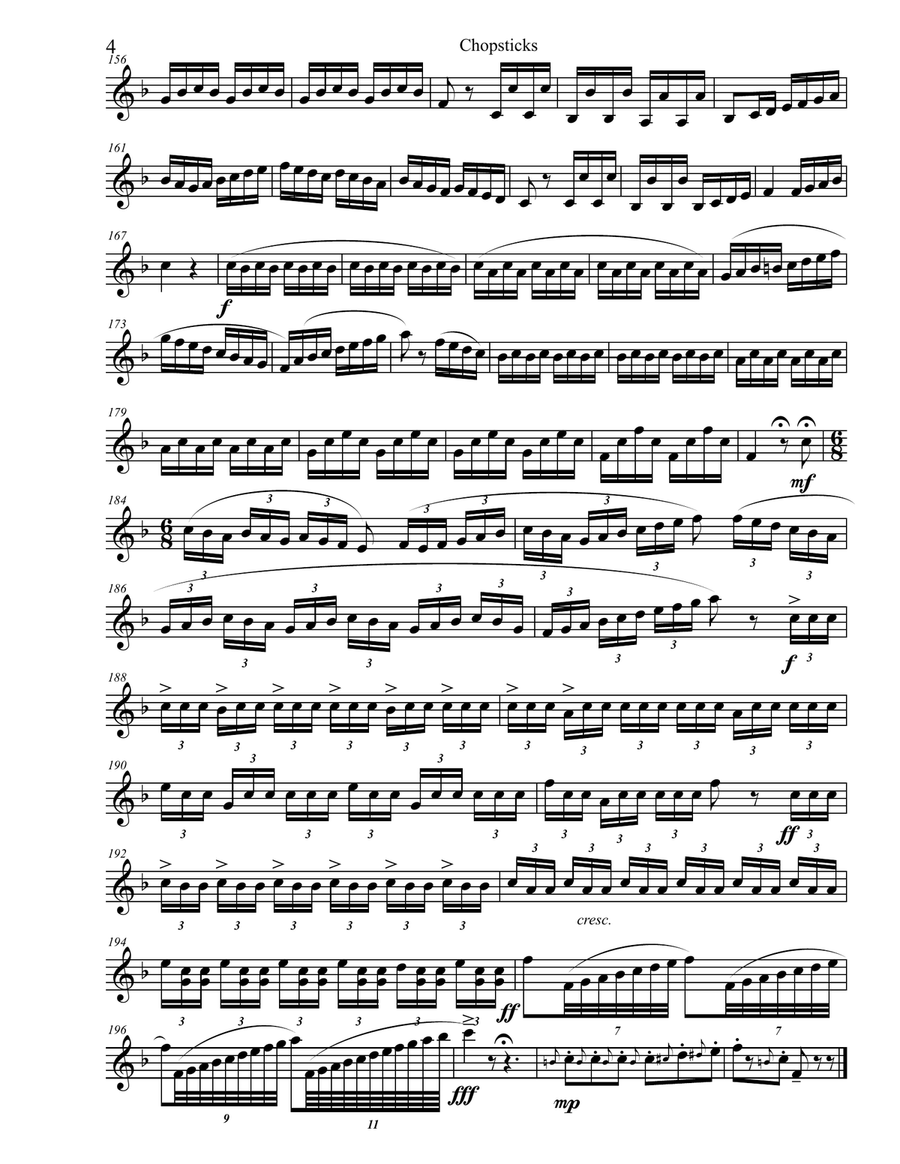 Theme and Variations on Chopsticks Trumpet Duet scores gallery preview page 4