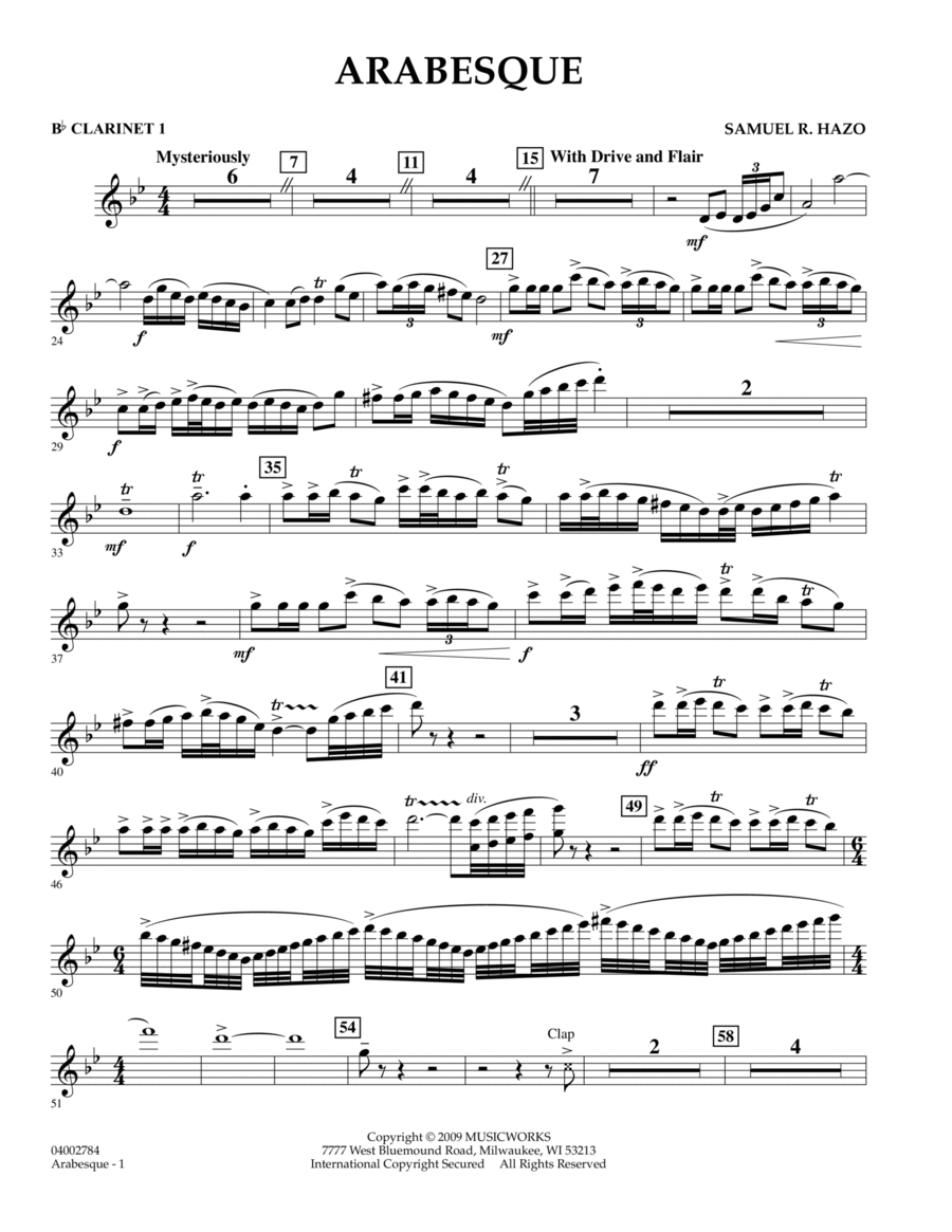 Arabesque - Bb Clarinet 1 B-Flat Clarinet scores gallery preview page 1