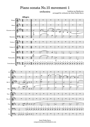 Beethoven, piano sonata No.15 movement 1 arranged for orchestra