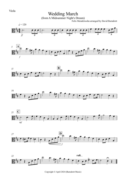 Wedding March (from A Midsummer Night's Dream) for Viola and Piano image number null
