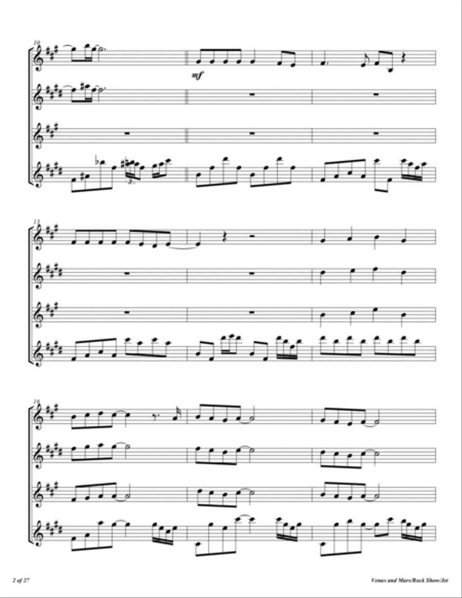 Venus And Mars/ Rock Show/ Jet Woodwind Quartet scores gallery preview page 3