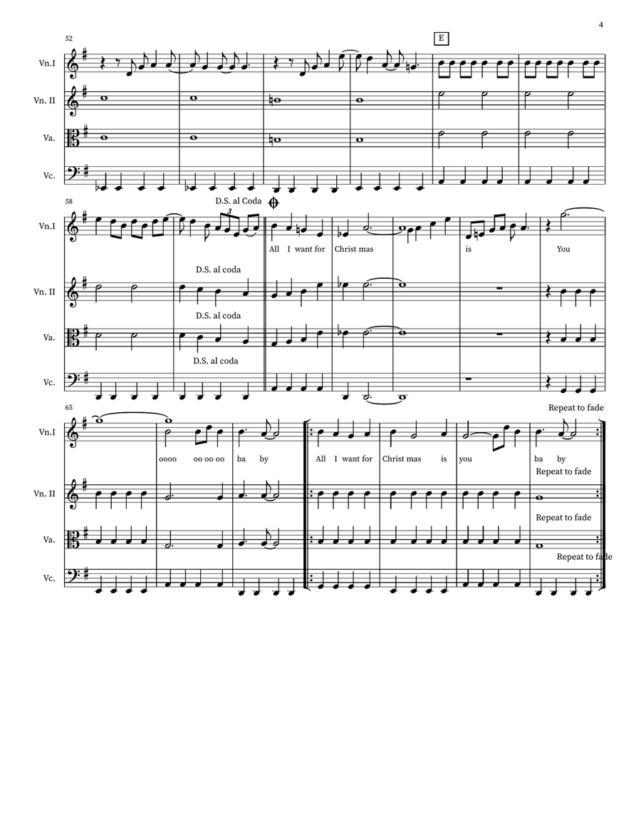 All I Want For Christmas Is You String Quartet scores gallery preview page 4