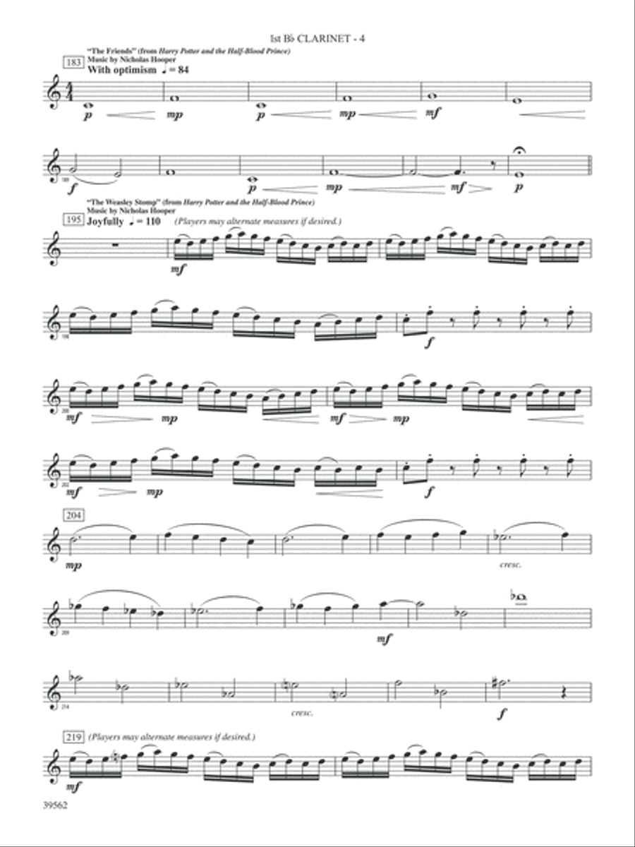 The Complete Harry Potter: 1st B-flat Clarinet Concert Band scores gallery preview page 4