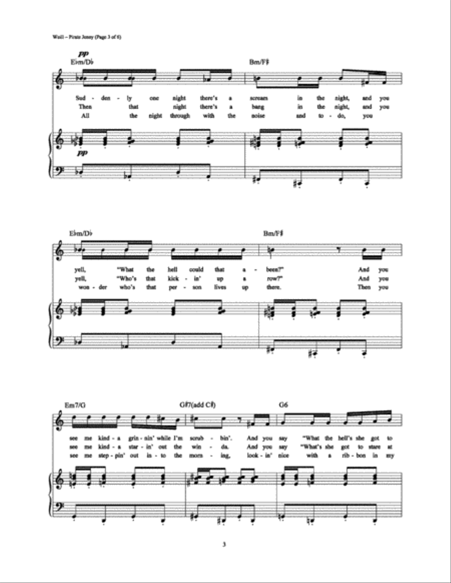 Pirate Jenny Pirate Jenny Piano, Vocal, Guitar scores gallery preview page 3