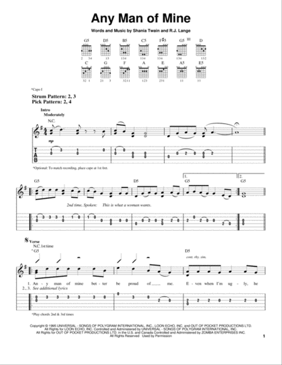 Any Man Of Mine Acoustic Guitar scores gallery preview page 1