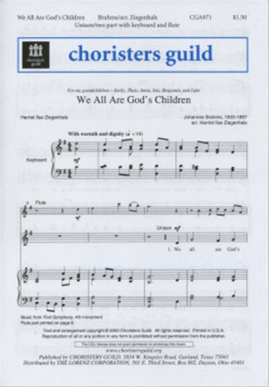 We All Are God's Children Unison Choir scores gallery preview page 1