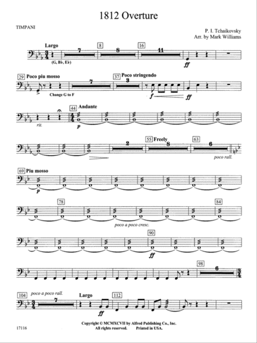1812 Overture: Timpani Concert Band scores gallery preview page 1