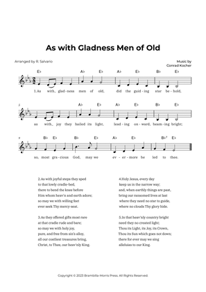 As with Gladness Men of Old (Key of E-Flat Major)