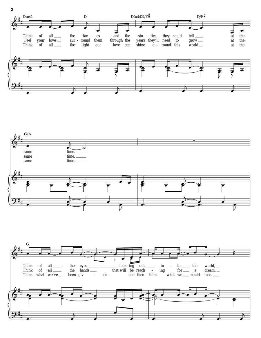 At The Same Time Piano, Vocal scores gallery preview page 2