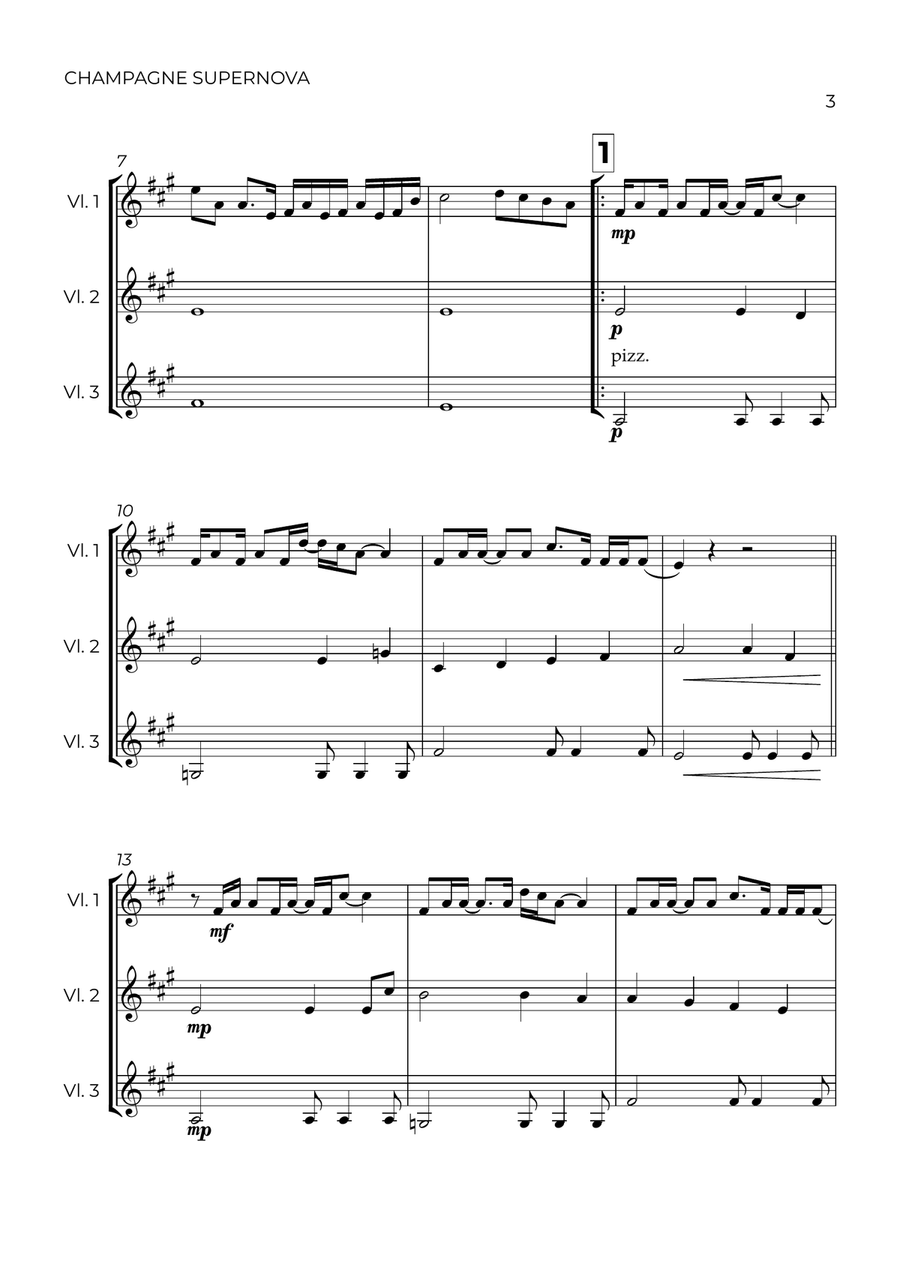 Champagne Supernova String Trio scores gallery preview page 3