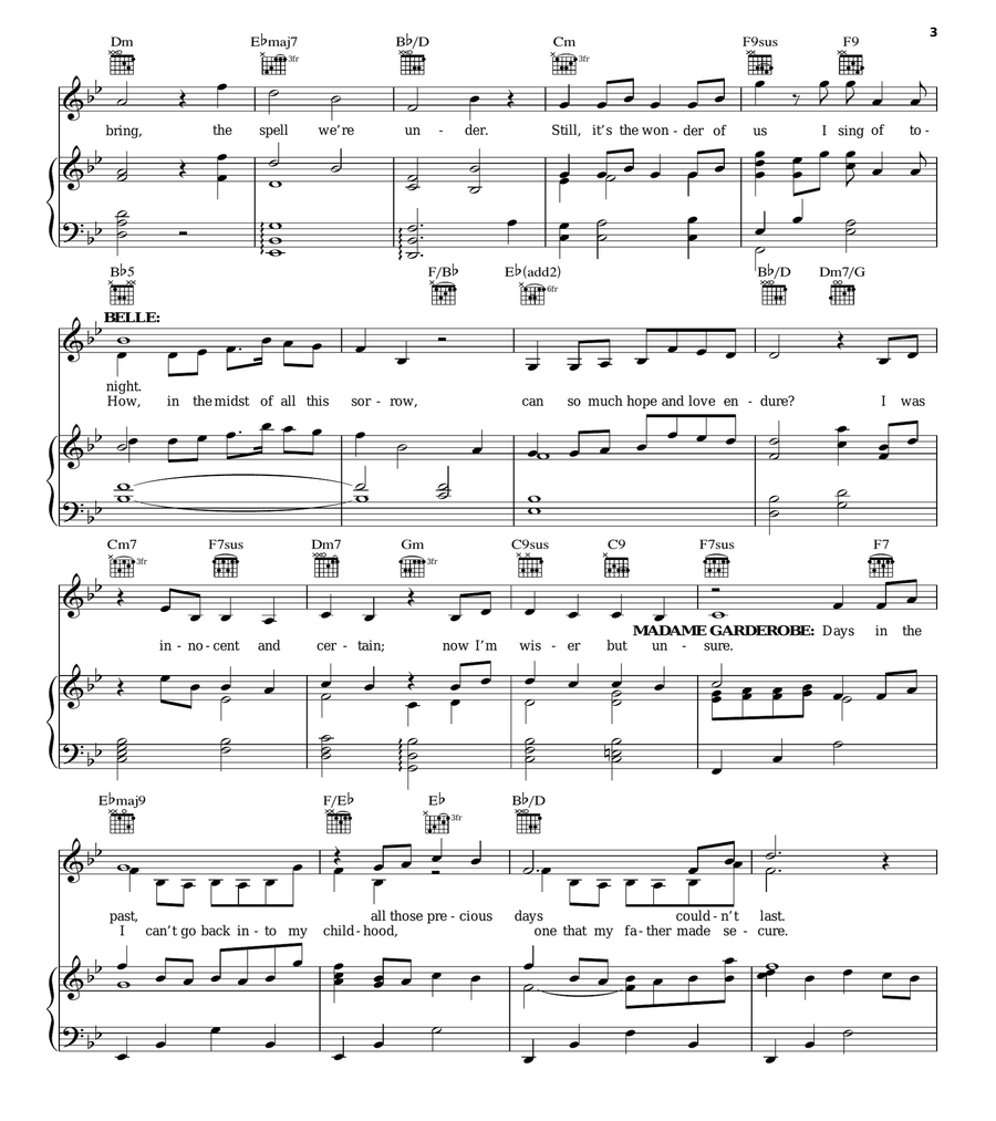 Days In The Sun (from Beauty And The Beast) Piano, Vocal, Guitar scores gallery preview page 3
