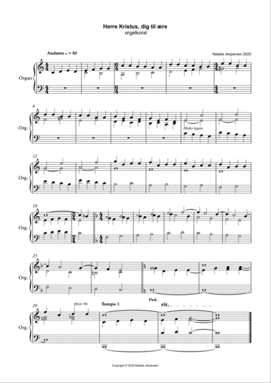 Herre Jesus, dig til eare Organ Solo scores gallery preview page 1