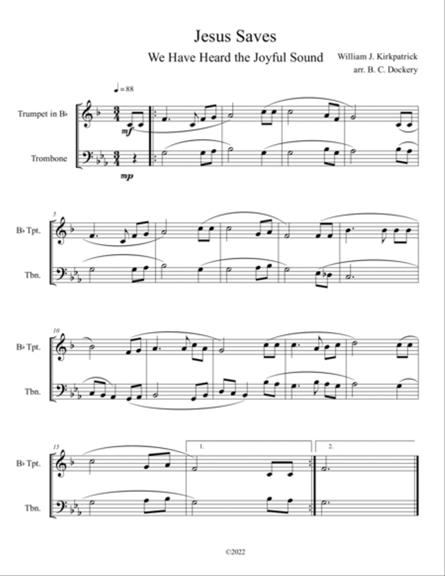 10 Easter Duets for Trumpet and Trombone - Volume 2 Brass Duet scores gallery preview page 6