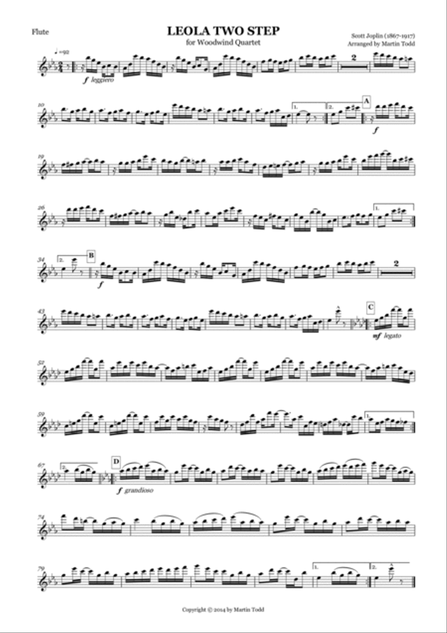 Leola Two Step for Woodwind Quartet image number null