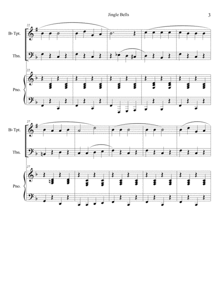 Jingle Bells (trumpet and trombone duet) with optional piano accompaniment image number null
