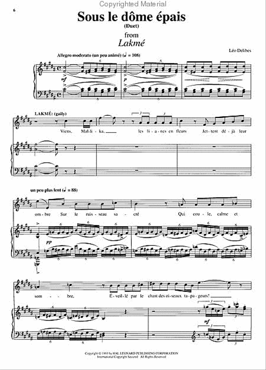 Sous le dôme épais (from Lakmé) Piano scores gallery preview page 2