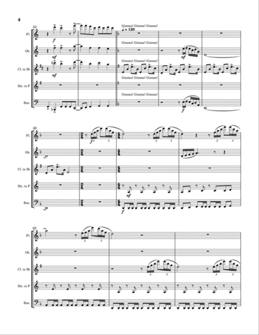 Abba-Medley Woodwind Quintet scores gallery preview page 4