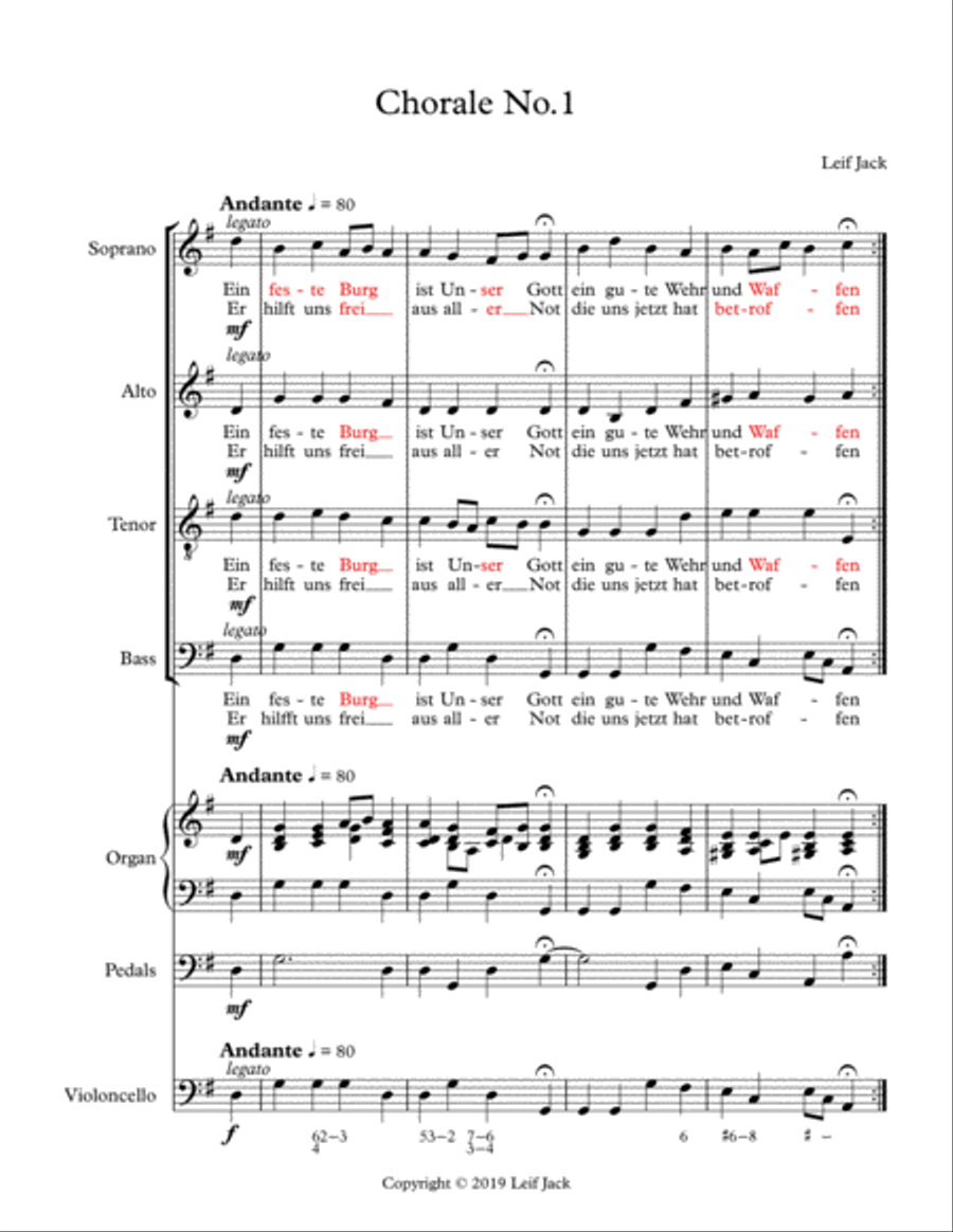 Chorale No.1 4-Part scores gallery preview page 1