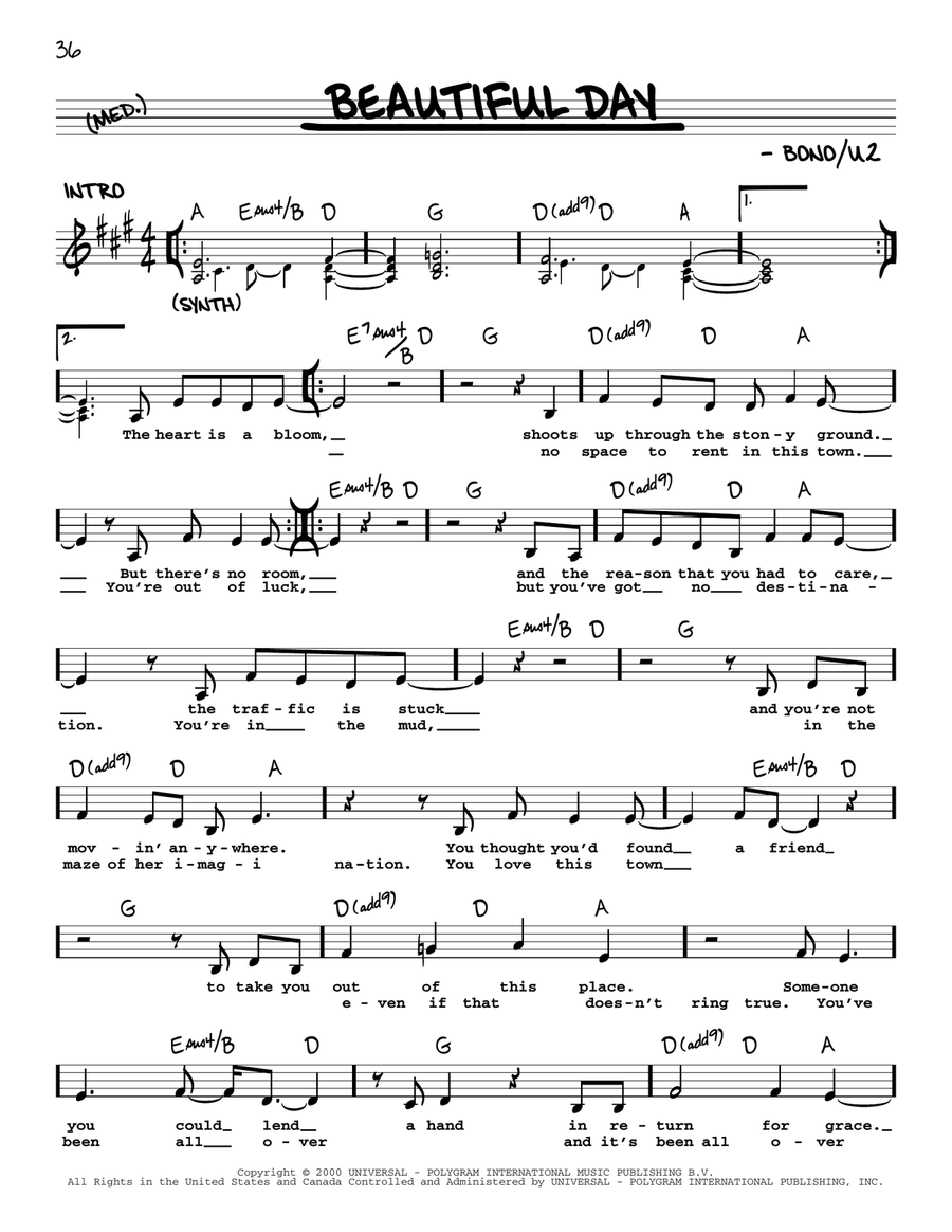 Beautiful Day Voice scores gallery preview page 1