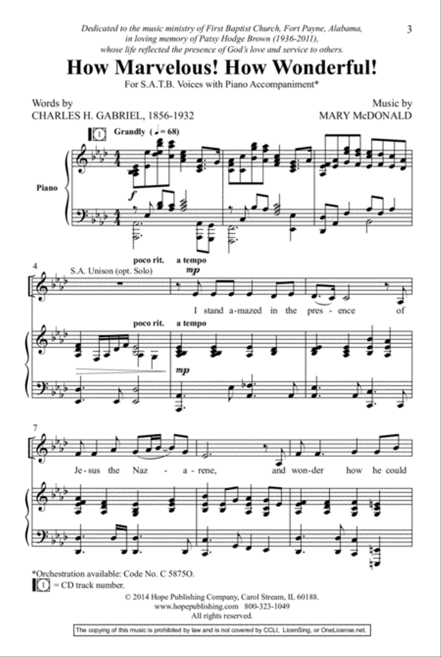 How Marvelous! How Wonderful! (I Stand Amazed) 4-Part scores gallery preview page 4
