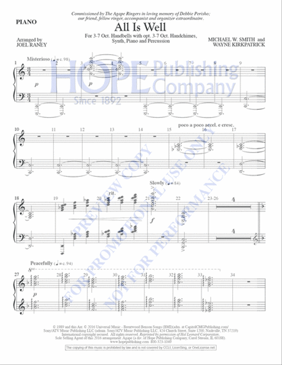 All Is Well Handbell Choir scores gallery preview page 21