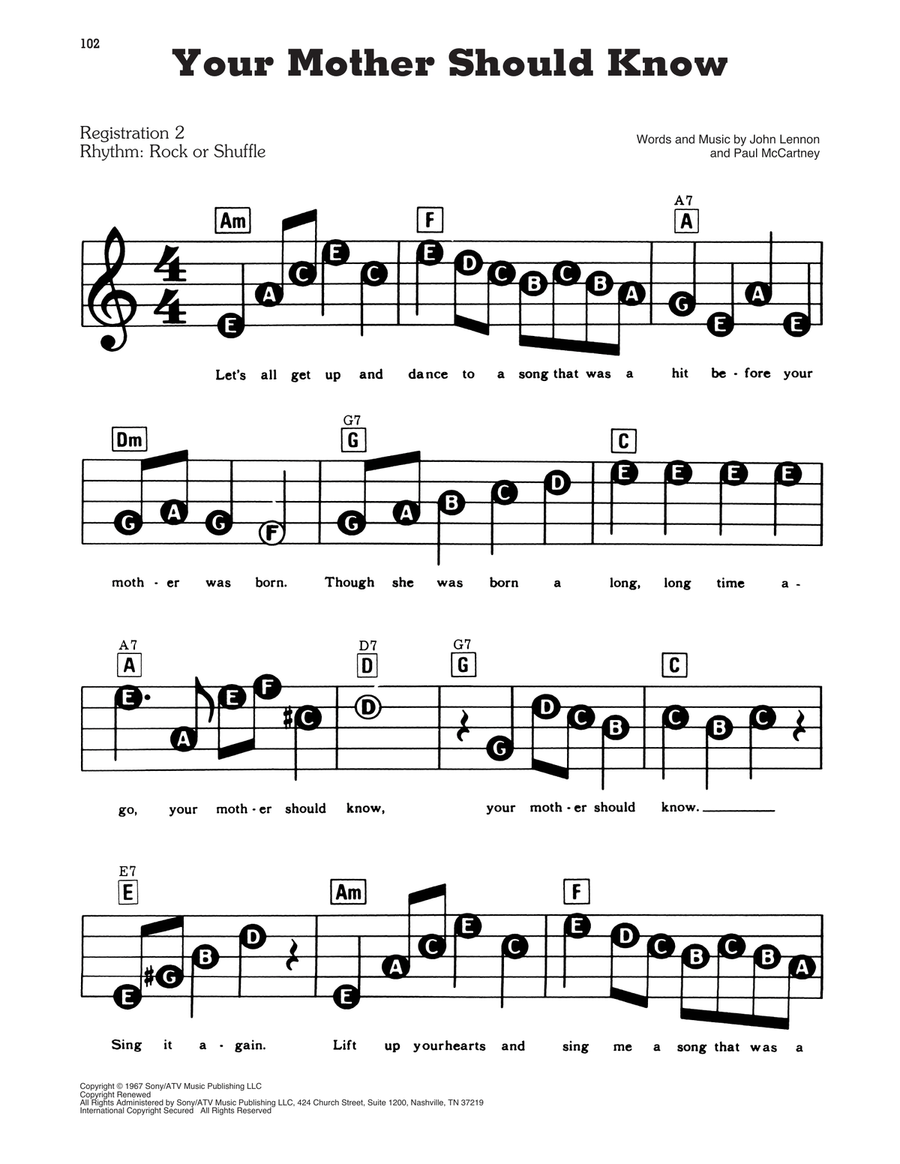 Your Mother Should Know Your Mother Should Know Electronic Keyboard scores gallery preview page 1