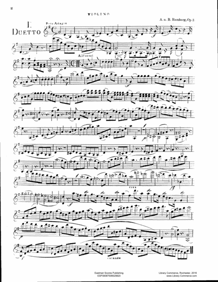 3 konzertante Duos. Op. 2. Fur Violine und Violoncell.