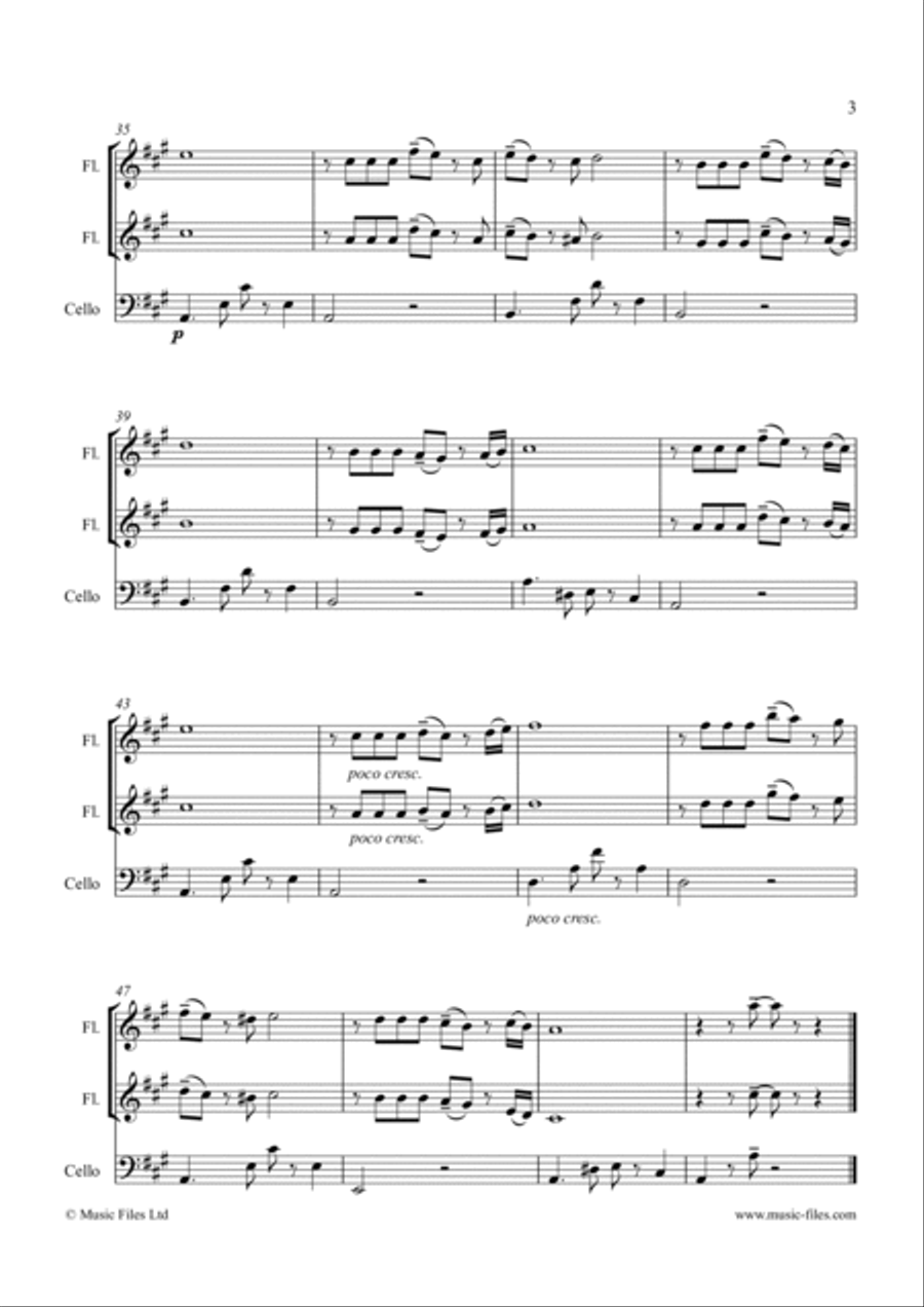 Itchy Feet Tango (for 2 flutes & Cello) Woodwind Ensemble scores gallery preview page 3