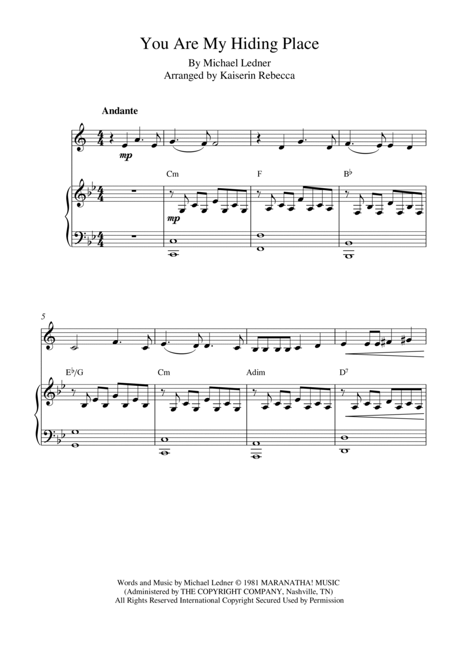You Are My Hiding Place Trumpet Solo scores gallery preview page 1