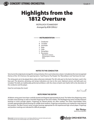 Book cover for Highlights from the 1812 Overture: Score