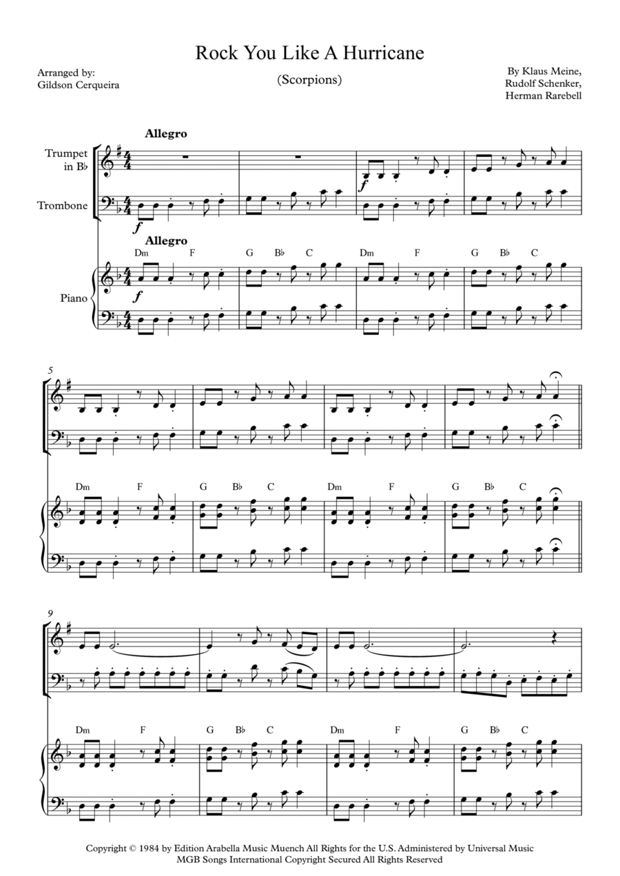 Rock You Like A Hurricane Brass Duet scores gallery preview page 1