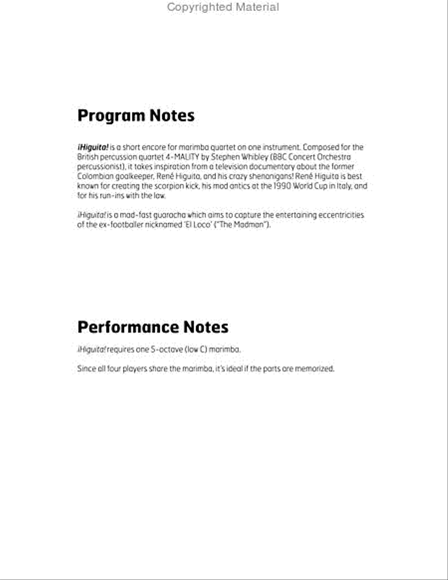 !Higuita! Percussion Ensemble scores gallery preview page 4