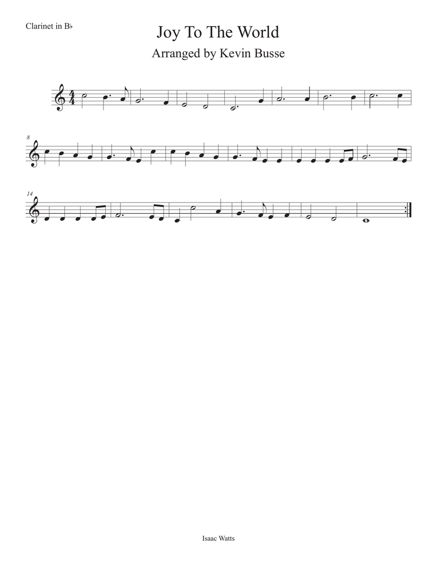 Joy To The World (Easy key of C) Clarinet Clarinet Solo scores gallery preview page 1